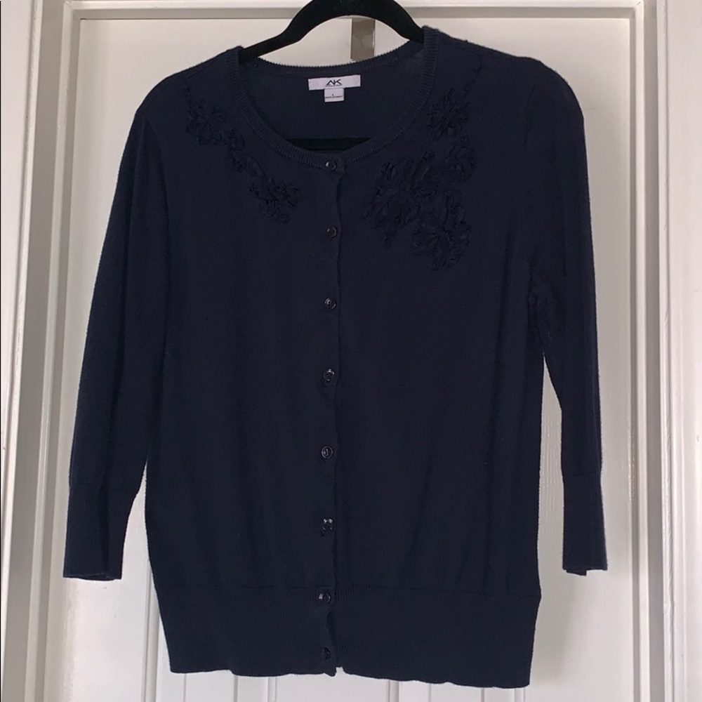 Navy Ann Klein Cardigan Large